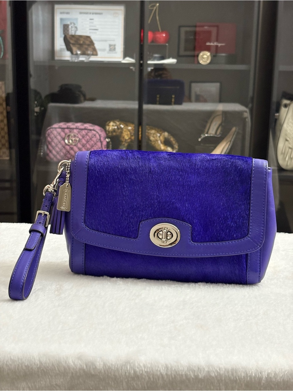 COACH LEGACY HAIRCALF LARGE FLAP CLUTCH — PURPLE Limited Edition.